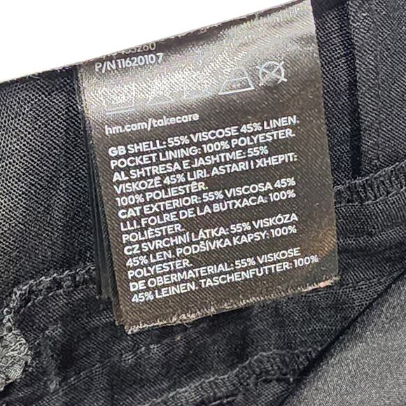 H&M Trouser Pants Wide Leg Linen Blend Size 6 Black - Picture 6 of 9